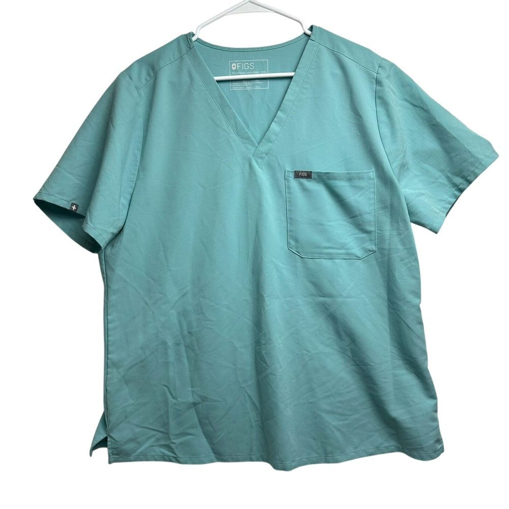 FIGS Scrub Top Shirt Mint Teal Catarina One Pocket Healthcare Size XXL 2XL